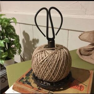 Rustic Twine Holder with Scissors Cast Iron Stand
